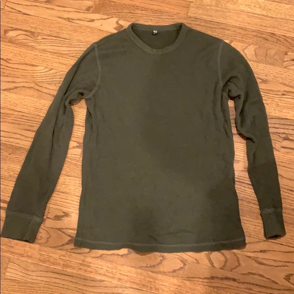 Uniqlo thermal shirt, hunter olive green, medium